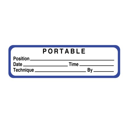 Nevs Portable Exam Labels - Portable 7/8" x 3" White w/Reflex Blue & Black X-2994